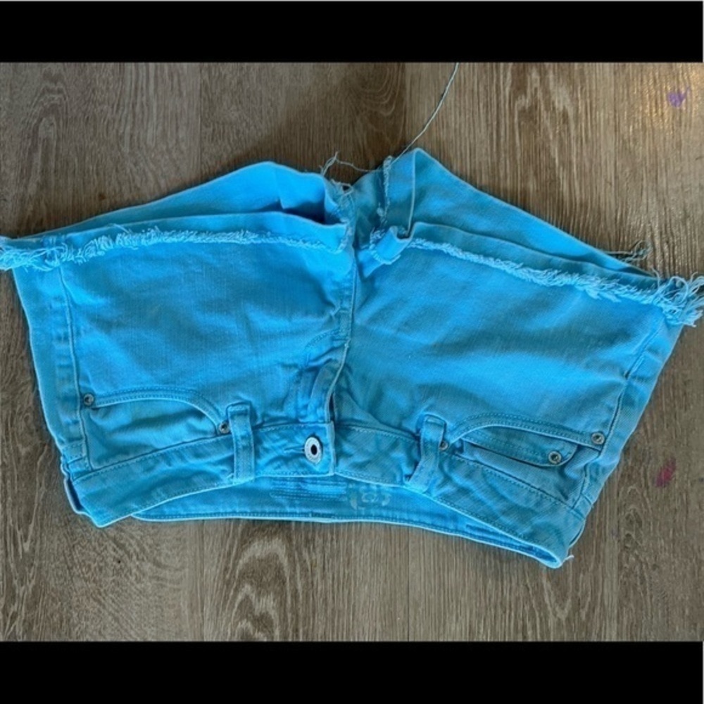 Turquoise Denim Short Shorts Size 1. Buckle